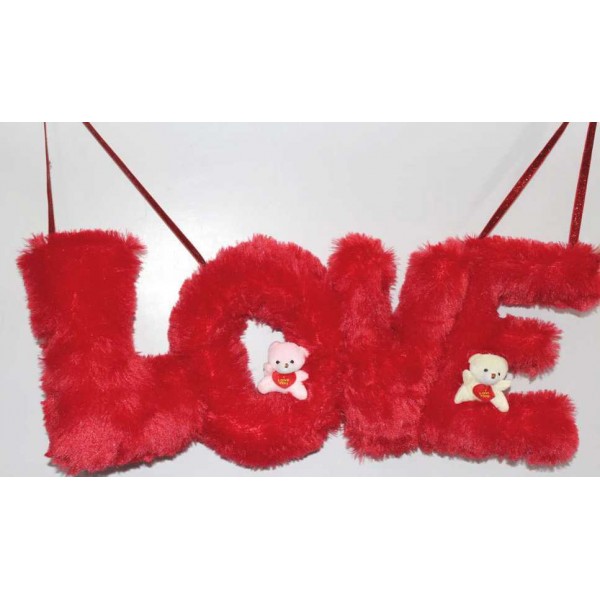 Beautiful Hanging Red LOVE Letters with Teddy Couple
